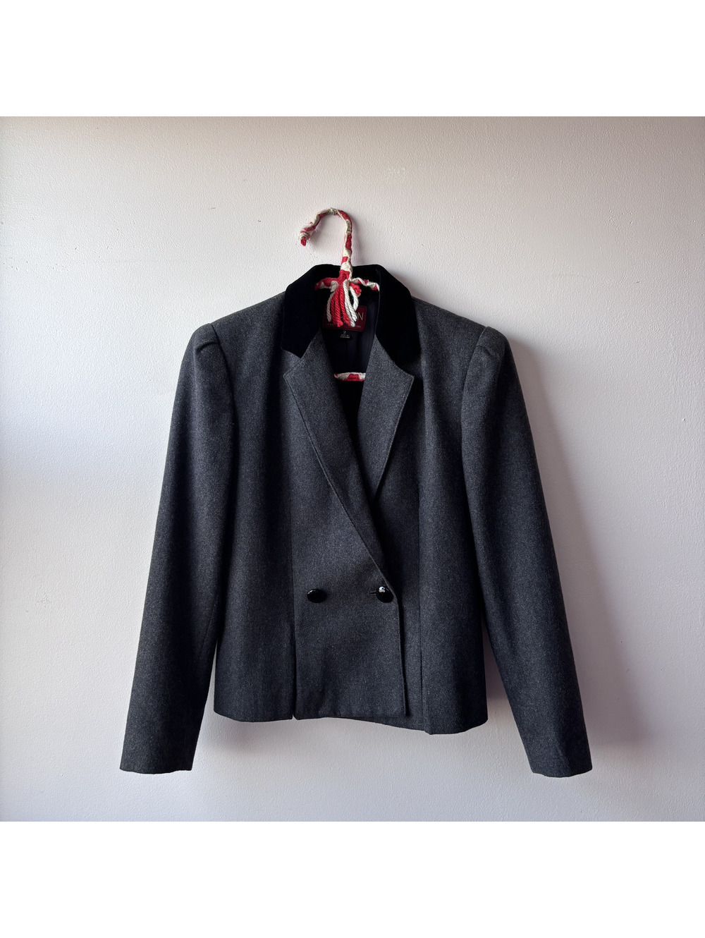 Sasson Petite Women's Gray Double-Breasted Blazer Jacket Size 2